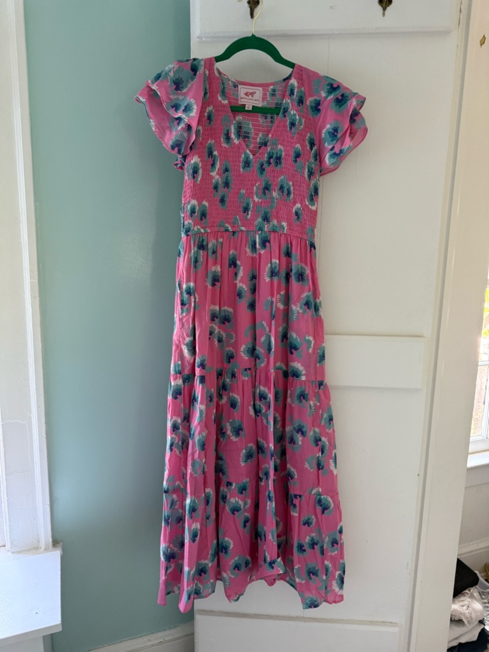 Banjanan Pink Floral Tiered Maxi Dress for Girls